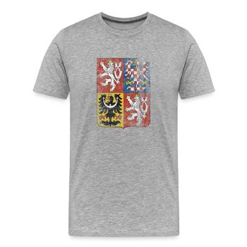 Tschechische Wappen Tschechische Republik Symbol - Männer Premium Bio T-Shirt - Grau meliert - Vorne - Damien (186cm)