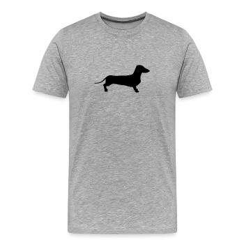 Dackel Schatten Illustration - Männer Premium Bio T-Shirt - Grau meliert - Vorne - Damien (186cm)