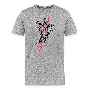 Big filigree butterfly, wings, girlie Tattoo style - Men's Premium Organic T-Shirt - heather grey - Front - Damien (186cm)