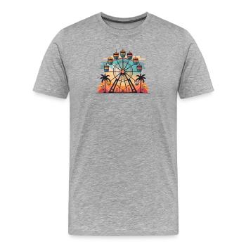 Ambiance de voyage de la grande roue au coucher du soleil - T-shirt bio Premium Homme - gris chiné - Devant - Damien (186cm)