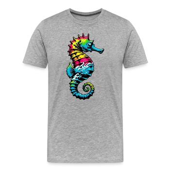 Hippocampe - T-shirt bio Premium Homme - gris chiné - Devant - Damien (186cm)