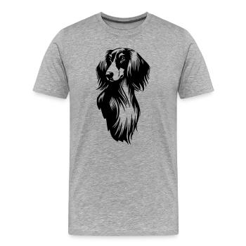 Saluki Kopf - Männer Premium Bio T-Shirt - Grau meliert - Vorne - Damien (186cm)