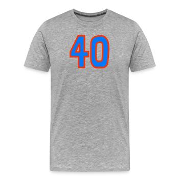 40. 40 ANS. 40e ANNIVERSAIRE. ANNIVERSAIRE 40 ANS. - T-shirt bio Premium Homme - gris chiné - Devant - Damien (186cm)