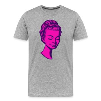 Lady Portrait 60s Pop Art - Men's Premium Organic T-Shirt - heather grey - Front - Damien (186cm)