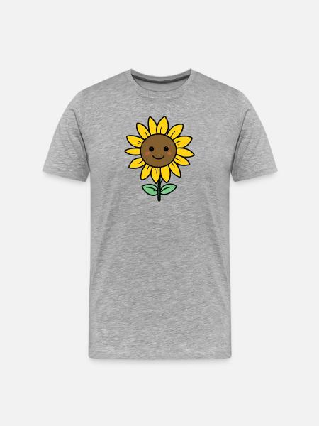 Cheerful Sunflower Cartoon - Men's Premium Organic T-Shirt - heather grey