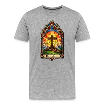 Resurrection He is Risen Easter Jesus - Men's Premium Organic T-Shirt - heather grey - Front - Damien (186cm)