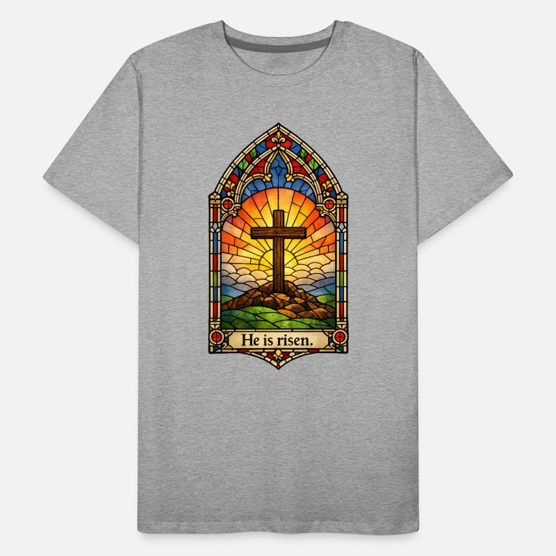Resurrection He is Risen Easter Jesus Men's Premium Organic T-Shirt