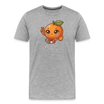 Peace Sommer Frucht Orange Apfelsine Mandarine - Männer Premium Bio T-Shirt - Grau meliert - Vorne - Damien (186cm)