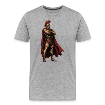 Chevalier spartiate à la veste rouge - T-shirt bio Premium Homme - gris chiné - Devant - Damien (186cm)