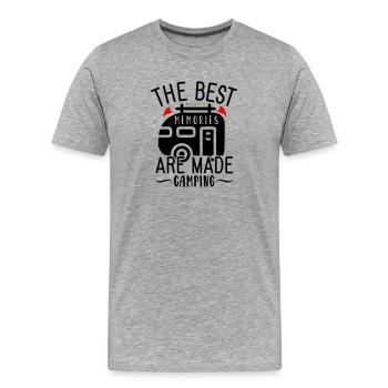 Les meilleurs souvenirs sont faits en camping - T-shirt bio Premium Homme - gris chiné - Devant - Damien (186cm)