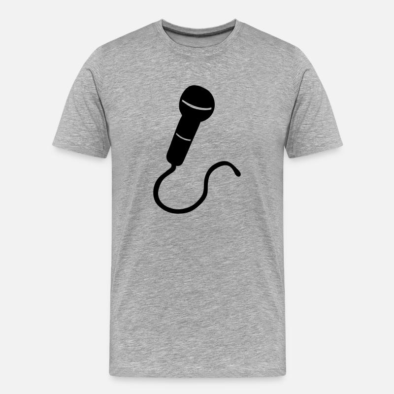 mic Mikrofon Sänger Karaoke - Männer Premium Bio T-Shirt - Grau meliert