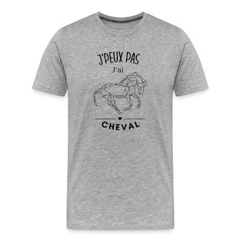 J'peux pas j'ai cheval - T-shirt bio Premium Homme - gris chiné - Devant - Damien (186cm)