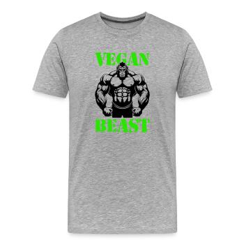 Gorille Bodybuilder Muscles - T-shirt bio Premium Homme - gris chiné - Devant - Damien (186cm)