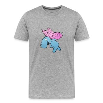 Nilpferd Schmetterling - Männer Premium Bio T-Shirt - Grau meliert - Vorne - Damien (186cm)