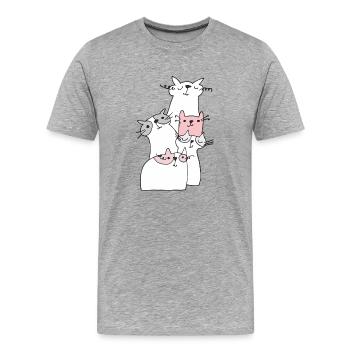 katzen treffen - Männer Premium Bio T-Shirt - Grau meliert - Vorne - Damien (186cm)