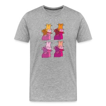 katzen treffen muster - Männer Premium Bio T-Shirt - Grau meliert - Vorne - Damien (186cm)