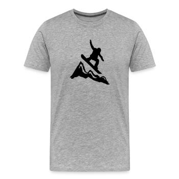 snowboard mountains jump - T-shirt bio Premium Homme - gris chiné - Devant - Damien (186cm)