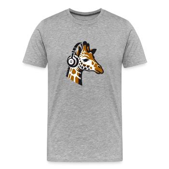 Girafe avec écouteurs - T-shirt bio Premium Homme - gris chiné - Devant - Damien (186cm)