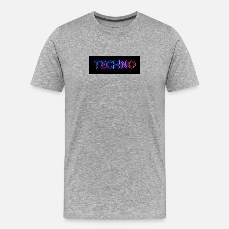 Texte de bug techno néon - T-shirt bio Premium Homme - gris chiné