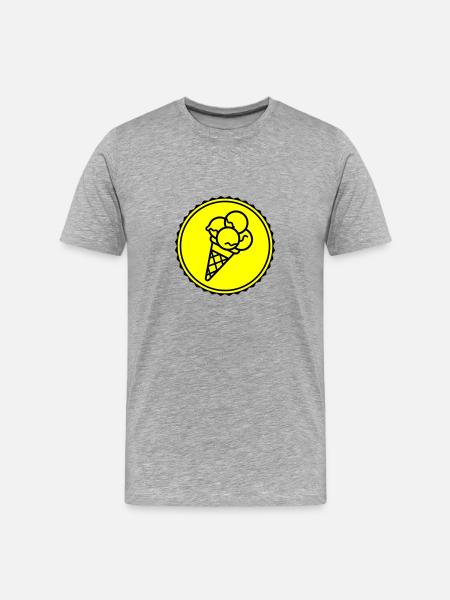 Eicreme Eis Icon - Männer Premium Bio T-Shirt - Grau meliert