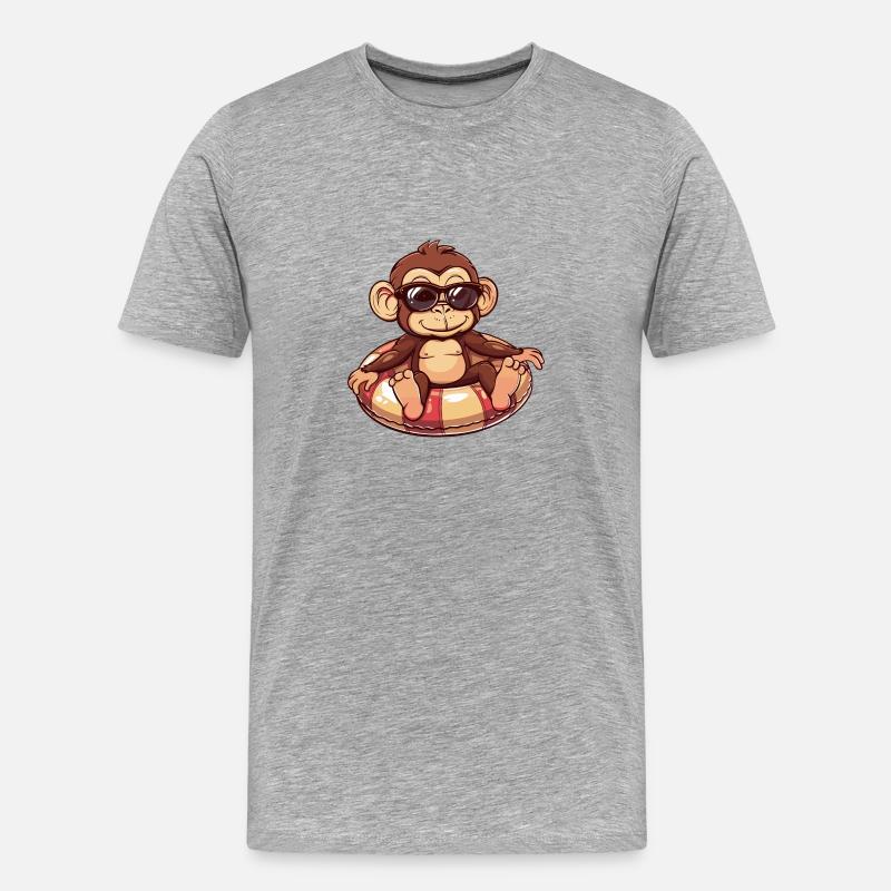 Monkey Summer Comic - Men's Premium Organic T-Shirt - heather grey