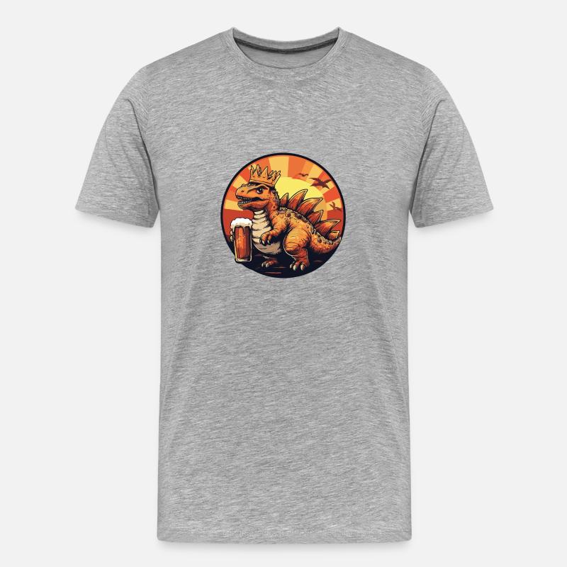 Dinosaurier stegosaurus Bier Comic - Männer Premium Bio T-Shirt - Grau meliert