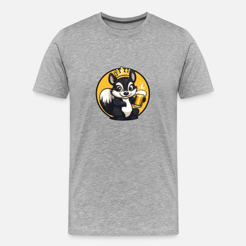 Stinktier Bier Comic - Männer Premium Bio T-Shirt - Grau meliert