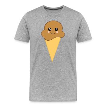 Glace Kawaii Chocolat Kawaii Glace Kawaii - T-shirt bio Premium Homme - gris chiné - Devant - Damien (186cm)
