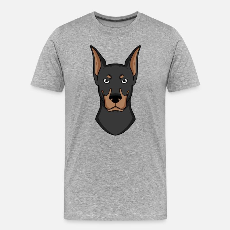 Dobermann Kopf Hund Hundebesitzer Geschenk - Männer Premium Bio T-Shirt - Grau meliert