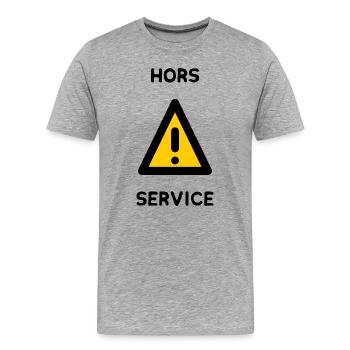 HORS SERVICE. PANNEAU. DANGER. HUMOUR. DRÔLE - T-shirt bio Premium Homme - gris chiné - Devant - Damien (186cm)