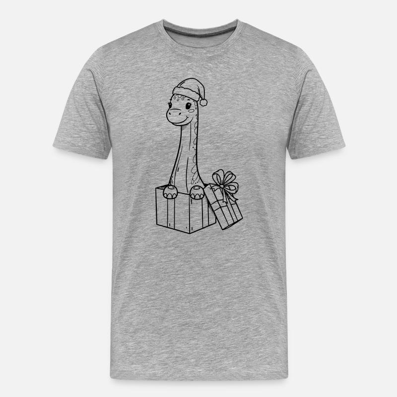 Weihnachts-Giraffe mit Geschenken Illustration - Männer Premium Bio T-Shirt - Grau meliert