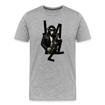Saxophone Monkey in Leather - Men's Premium Organic T-Shirt - heather grey - Front - Damien (186cm)