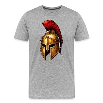 Spartanischer Ritterhelm - Männer Premium Bio T-Shirt - Grau meliert - Vorne - Damien (186cm)