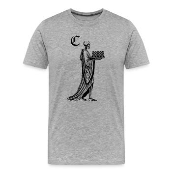 squelette avec échiquier - T-shirt bio Premium Homme - gris chiné - Devant - Damien (186cm)