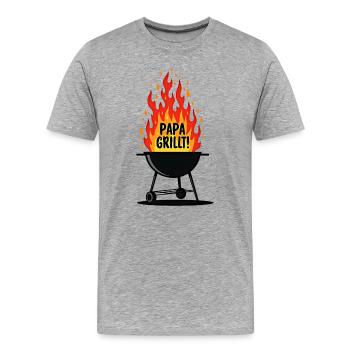 Barbecue Saison du barbecue Papa grillant au grill Papa grillant - T-shirt bio Premium Homme - gris chiné - Devant - Damien (186cm)