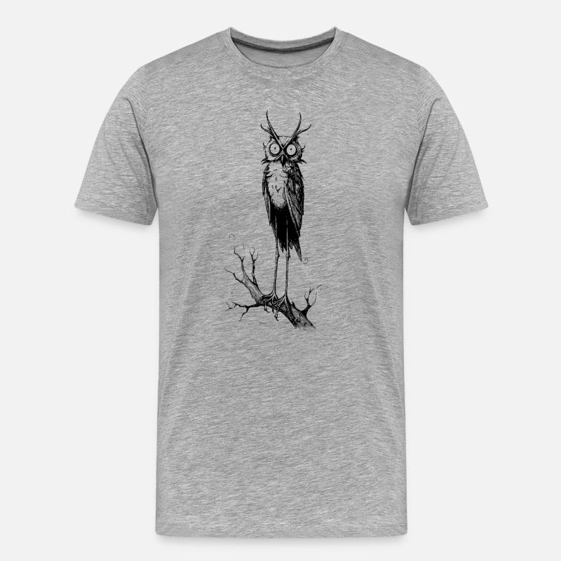 Gothic-Eule - Männer Premium Bio T-Shirt - Grau meliert