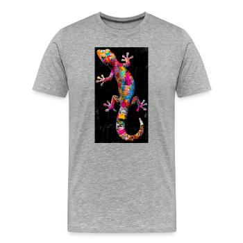 Gecko - Männer Premium Bio T-Shirt - Grau meliert - Vorne - Damien (186cm)