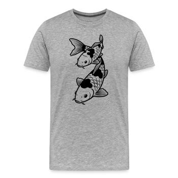 Koi-Karpfen - Männer Premium Bio T-Shirt - Grau meliert - Vorne - Damien (186cm)