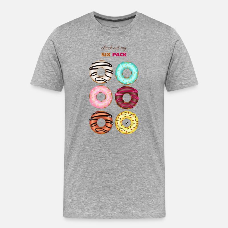 Sechs glasierte Donuts Abbildung mit Inschrift - Männer Premium Bio T-Shirt - Grau meliert