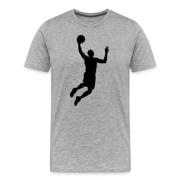 Basketball Silhouette - Männer Premium Bio T-Shirt - Grau meliert - Vorne - Damien (186cm)