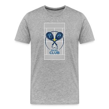 Logo du Club de Padel avec raquettes - T-shirt bio Premium Homme - gris chiné - Devant - Damien (186cm)