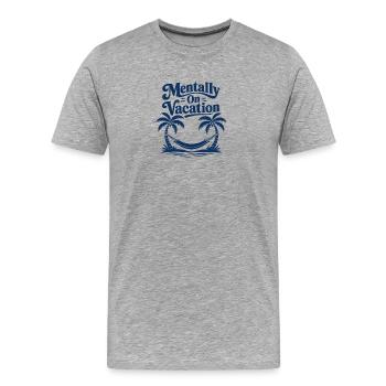 Hamac de palmiers mentalement en vacances - T-shirt bio Premium Homme - gris chiné - Devant - Damien (186cm)