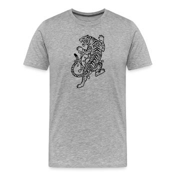 Muay Thai Tiger - T-shirt bio Premium Homme - gris chiné - Devant - Damien (186cm)