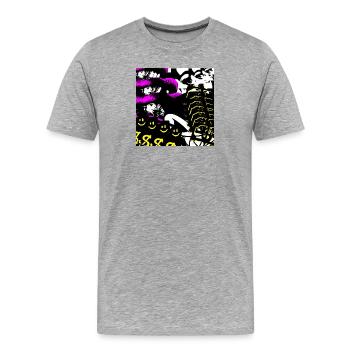 Collage kaléidoscopique néon - T-shirt bio Premium Homme - gris chiné - Devant - Damien (186cm)