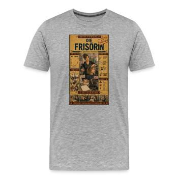 Die Frisörin – Jeder Kopf ein neues Projekt - Männer Premium Bio T-Shirt - Grau meliert - Vorne - Damien (186cm)