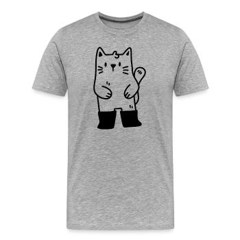 Le chat botté - T-shirt bio Premium Homme - gris chiné - Devant - Damien (186cm)