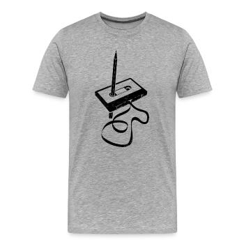 Kassette - Band aufwickeln - Magnetband - Männer Premium Bio T-Shirt - Grau meliert - Vorne - Damien (186cm)