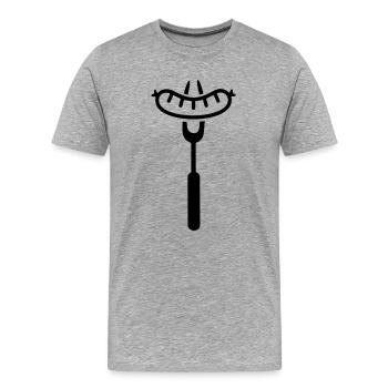 Saucisse grillée - T-shirt bio Premium Homme - gris chiné - Devant - Damien (186cm)