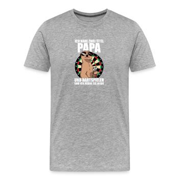 Papa und Dartspieler Darts Dart - Männer Premium Bio T-Shirt - Grau meliert - Vorne - Damien (186cm)