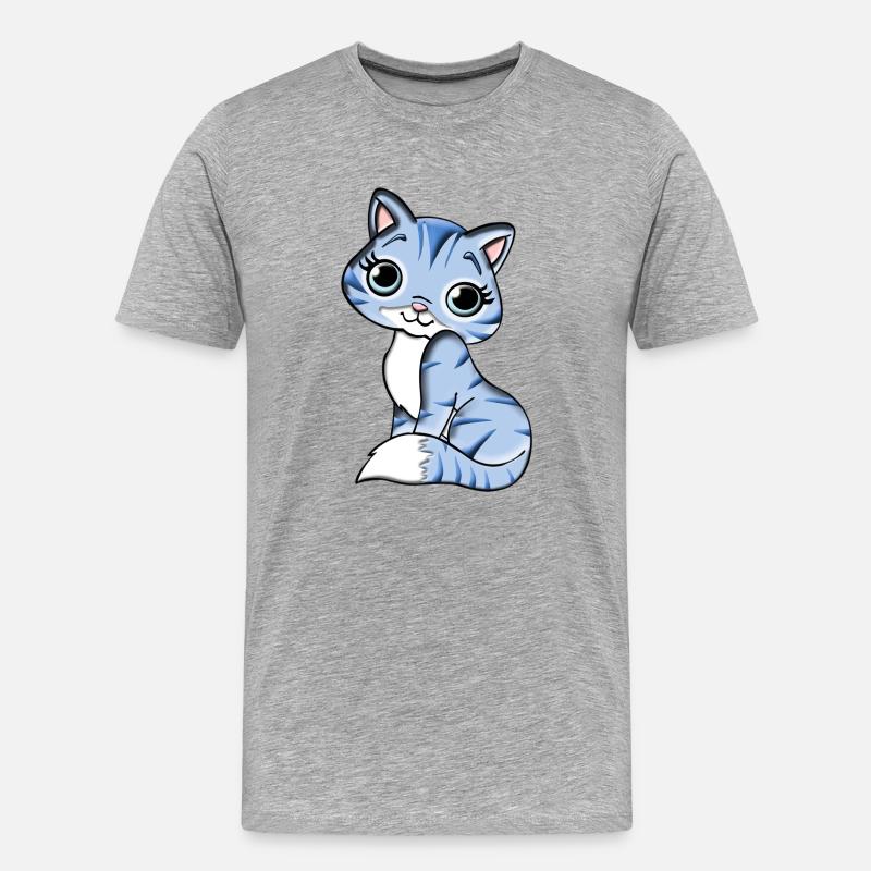 Süßes blaues Kätzchen. Geschenkidee - Männer Premium Bio T-Shirt - Grau meliert